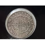 SPAIN 1723 TWO REALS HIGH GRADE COIN