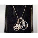SILVER CELTIC PENDANT AND NORWAY PENDANT WITH CHAIN, 6.5G