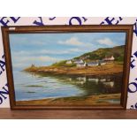 AN OIL PAINTING OF THE ISLE OF SKYE SIGNED BUSHELL 50 X 75CM
