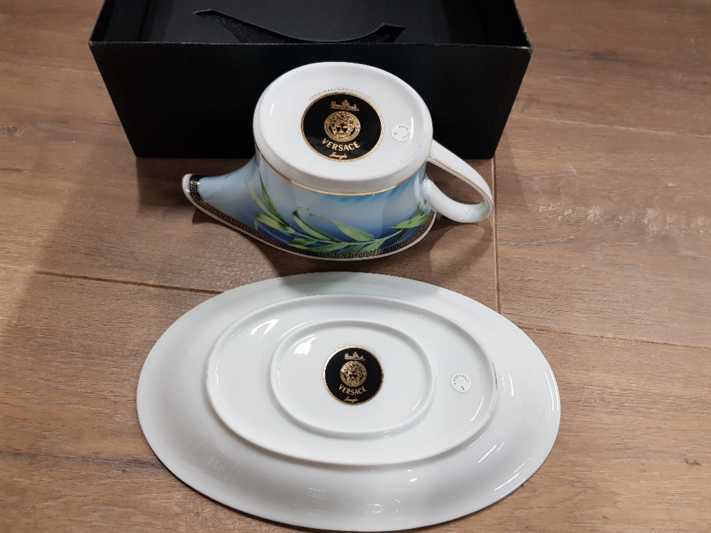 VERSACE FOR ROSENTHAL GRAVY BOAT AND SAUCER JUNGLE PATTERN IN ORIGINAL BOX - Image 2 of 2