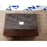 MAHOGANY 19TH CENTURY SEWING BOX FULLY FITTED INLAID MOTHER OF PEARL MOTIF