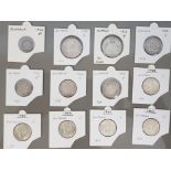 12 AUSTRALIAN SILVER COINS. 3D(1) 6D(1) 1 SHILLING(8) AND 2S (2)