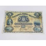 NATIONAL BANK OF SCOTLAND 5 POUNDS BANKNOTE DATED 11-11-1932, PICK 253, DREVER SIGNATURE, PRESSED