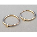 14CT GOLD AND DIAMOND SET HOOP EARRINGS, 0.5G