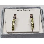 SILVER AND PERIDOT HOOP EARRINGS 5.3 GRAMS