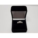 SILVER 3 STONE CZ RING, SIZE J, 2.7G