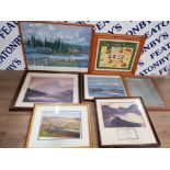 A PASTEL OF RANNOCH MOOR COLOUR PRINTS TO INCLUDE TOM TIDDLER GROCER MONET AND OTHERS