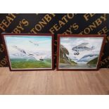 2 FRAMED OIL PAINTINGS MILITARY AVIATION