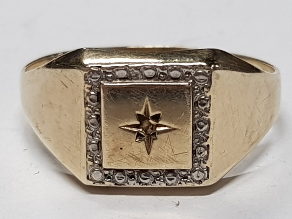 A GENTS 9CT YELLOW GOLD SIGNET RING, HALLMARKED, 2.7G SIZE V