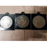 3X SILVER AUSTRIAN THALER COINS DATED 1780, OLD STIKES