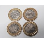 4 COLLECTABLE ANNIVERSARY 2 POUND COINS INCLUDES 2001 MARCONI ATLANTIC, 2004 R.TREVITHICK