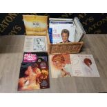WICKER BASKET OF LP RECORDS, 70S AND 80S, SHIRLEY BASSEY ETC