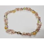 FRESHWATER PEARL, CITRINE, PERIDOT, AMETHYST NECKLET