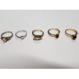 2 SILVER RINGS 2.2 GRAMS AND 3 GOLDPLATED RINGS