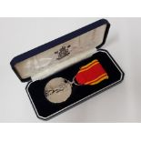 FIRE BRIGADE LING SERVICE MEDAL AWARDED FOR 20 YEARS, AWARDED TO WILLIAM J EDMONDSON IN ORIGINAL