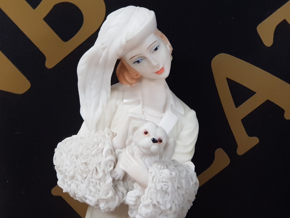 3 ART NOUVEAU FIGURINES OF LADIES WITH LAP DOGS - Image 2 of 2