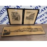 A PAIR OF ETCHINGS BY BERT BAINBRIDGE BLACK GATE NEWCASTLE AND THE SANDHILL NEWCASTLE SIGNED 32 X