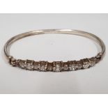 SILVER BANGLE SET WITH WHITE STONES 14.8G GROSS