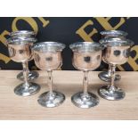 A SET OF 6 VERY NICE SILVER PLATER CAVALIER GOBLETS 10.4CM