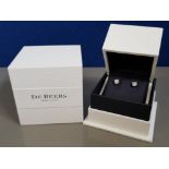 DE BEERS DIAMOND STUD EARRINGS, 1 CARAT TOTAL WEIGHT SET IN 18CT WHITE GOLD, IN ORIGINAL BOX