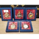 FIVE BOXED DECORATIVE COLLECTORS POCKET WATCHES