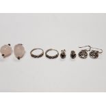 4 PAIRS OF SILVER EARRINGS INC ROSE QUARTZ 12.5 GROSS