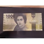 ALBUM CONTAINING 40 COLLECTABLE BANKNOTES FROM AROUND THE WORLD, ALL UNCIRCULATED AND DIFFERENT, ALL