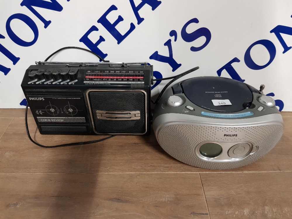 A PHILIPS CD PLAYER AND A PHILIPS RADIO CASSETTE RECORDER