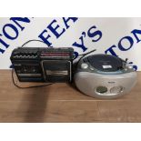 A PHILIPS CD PLAYER AND A PHILIPS RADIO CASSETTE RECORDER