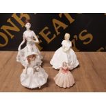 ROYAL WORCESTER FIGURE NAMED LUCY TOGETHER WITH 3 OTHER FIGURES SUCH AS ROYAL DOULTON HEATHER
