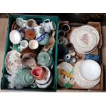 VARIOUS VINTAGE CERAMICS INC DENBY TEAPOTS, HORNSEA, MAJOLICA, ROYAL WINTON AND A 1902 CORONATION