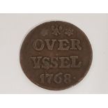 1768 NETHERLANDS OVER YSSEL DUN COIN