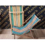 2 VINTAGE WOODEN FRAMED DECKCHAIRS