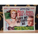 A VINTAGE JAMES CAGNEY AND DORIS DAY 1955 TITLE LOBBY CARD FOR LOVE ME OR LEAVE ME 28X36CM