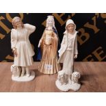 COALPORT FIGURINE JOHN BROMLEY NORMAN PERIOD TOGETHER WITH REGAL HOUSE GEMMA FIGURINE AND PRIDE OF