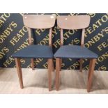 PAIR OF DINING CHAIRS WITH UPHOLSTERED SEAT PAD AND SOLID WOOD FRAME AND SUPPORT, IN VERY GOOD