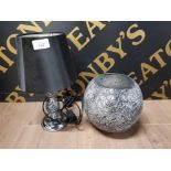 B & M LAMP WITH GLASS LAMP SHADE
