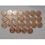 A TOTAL OF 25 22CT GOLD SOVEREIGN COINS, ALL DATED 2013 AND IN BRILLIANT UNCIRCULATED CONDITION