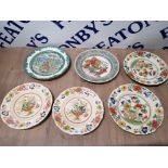 FOUR VINTAGE MASONS IRONSTONE LUNCH PLATES AND TWO ROYAL DOULTON SERIES WARE DISPLAY PLATES