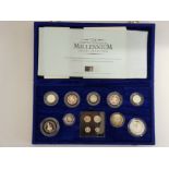 13 ROYAL MINT UK 2000 MILLENNIUM SILVER PROOF COIN SET INCLUDING MAUNDY SET OF 4 IN CASE OF ISSUE