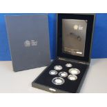 ROYAL MINT 2008 ROYAL SHIELD SILVER PIEDFORT PROOF SET OF 7 COINS IN CASE OF ISSUE WITH CERTIFICATE