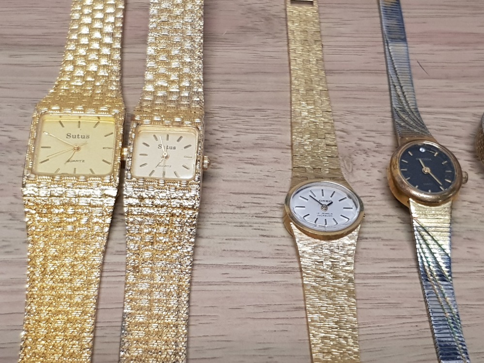 LADIES AND GENTS GOLD PLATED WRISTWATCHES BY SUTUS AND THREE LADIES COCKTAIL WATCHES BY SEKONDA - Image 2 of 5
