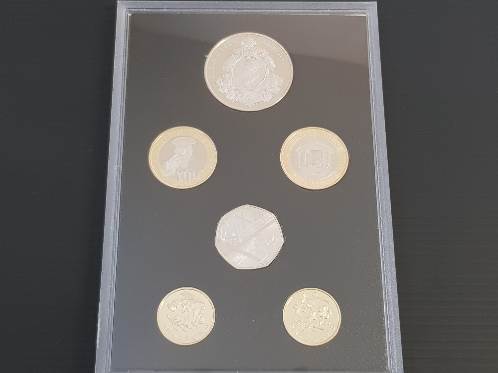 UK ROYAL MINT 2014 COMMEMORATIVE PROOF SET OF 7 COINS IN ORIGINAL CASE WITH CERTIFICATE OF - Image 2 of 3