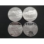 4 AUSTRIA 500 SCHILLING SILVER PROOF COINS, DATED 1993, 94, 95 AND 96