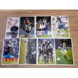 8 DIFFERENT SIGNED NEWCASTLE UNITED 8X12 INCH PHOTOGRAPHS OF GARY SPEED, SHAY GIVEN, LUA LUA,