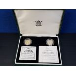 ROYAL MINT 2001 AND 2002 1 POUND SILVER PROOF COINS BOTH WITH SPECIAL FROSTED FINISH AND HOUSED IN