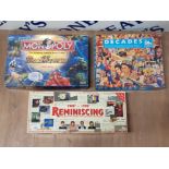 3 BOX BOAED GAMES MONOPOLY DUEL MASTERS,