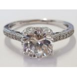 SILVER AND CZ SOLITAIRE RING, 2.3G SIZE M1/2