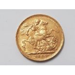 22CT YELLOW GOLD 1902 FULL SOVEREIGN COIN, STRUCK IN MELBOURNE