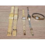 LADIES AND GENTS GOLD PLATED WRISTWATCHES BY SUTUS AND THREE LADIES COCKTAIL WATCHES BY SEKONDA
